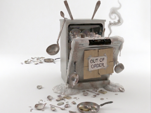 pomivalni stroj okvarjen obrezan